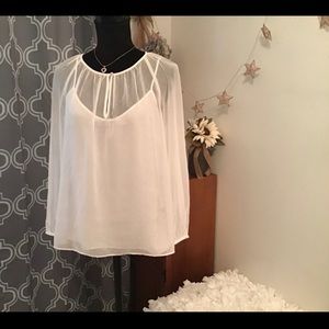 J. Crew Ivory Point Sur Popover in Pin Dot Chiffon